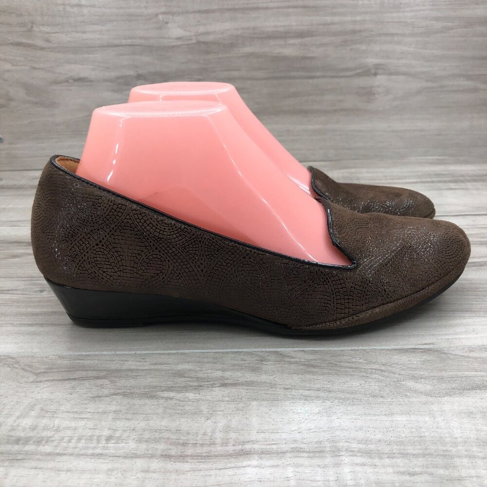Montana Wedge Shoes Womens 8.5M Brown Suede Slip On Comfort